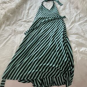 Striped Halter Wrap Dress